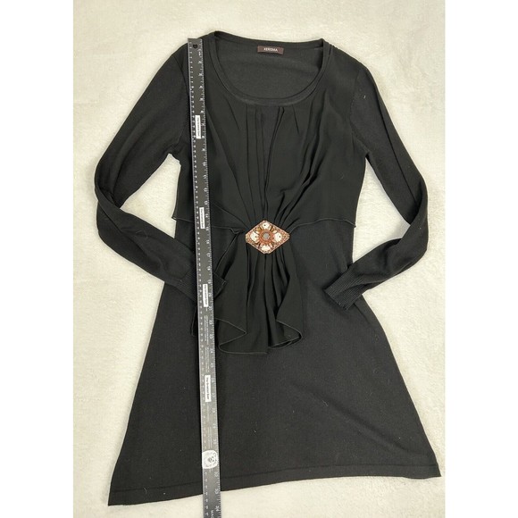 Kerisma Cashmere Sweater Tunic Dress Embellished Medium Black Gathered - Picture 8 of 13